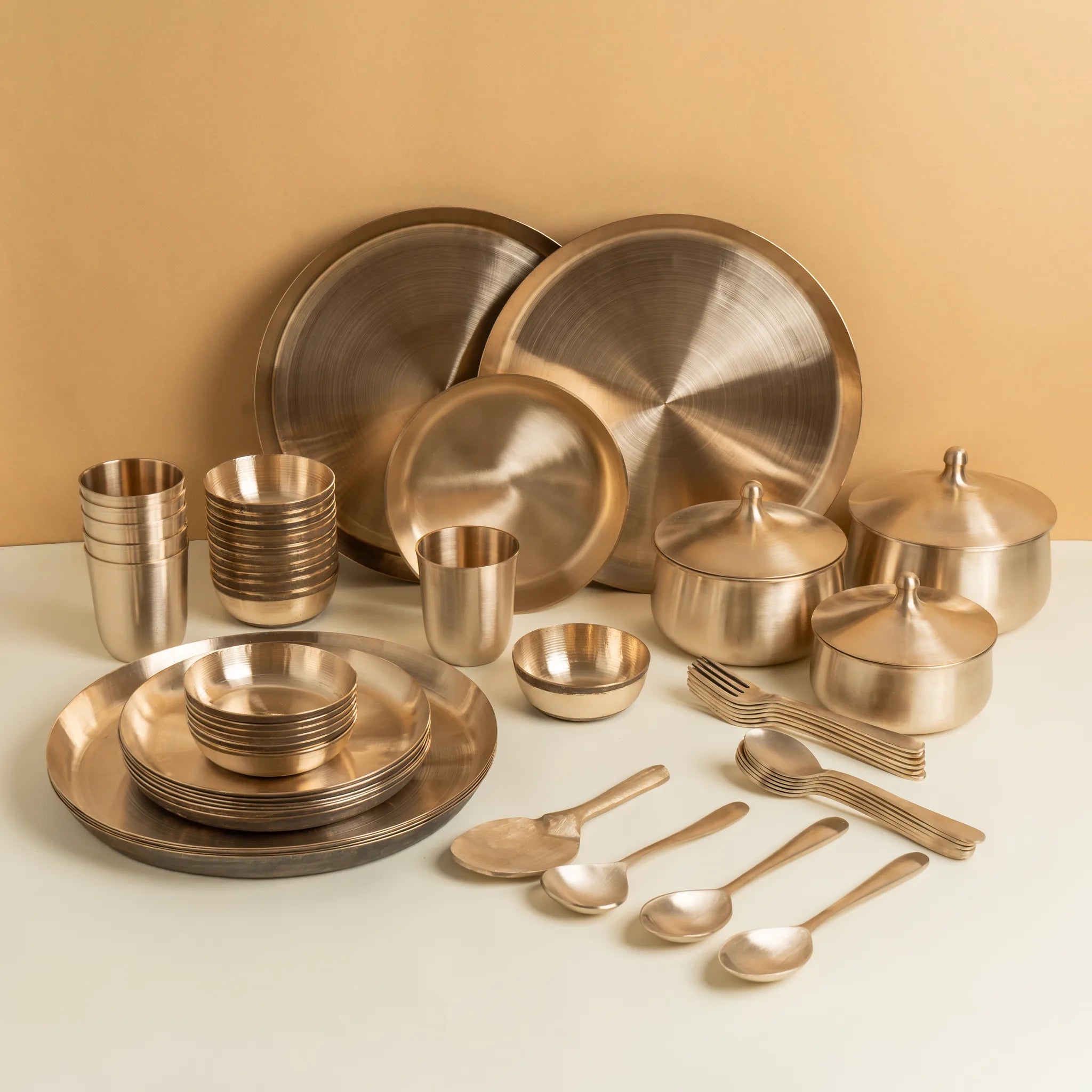 Kansa Dinner Set — 56 Piece — Hammered