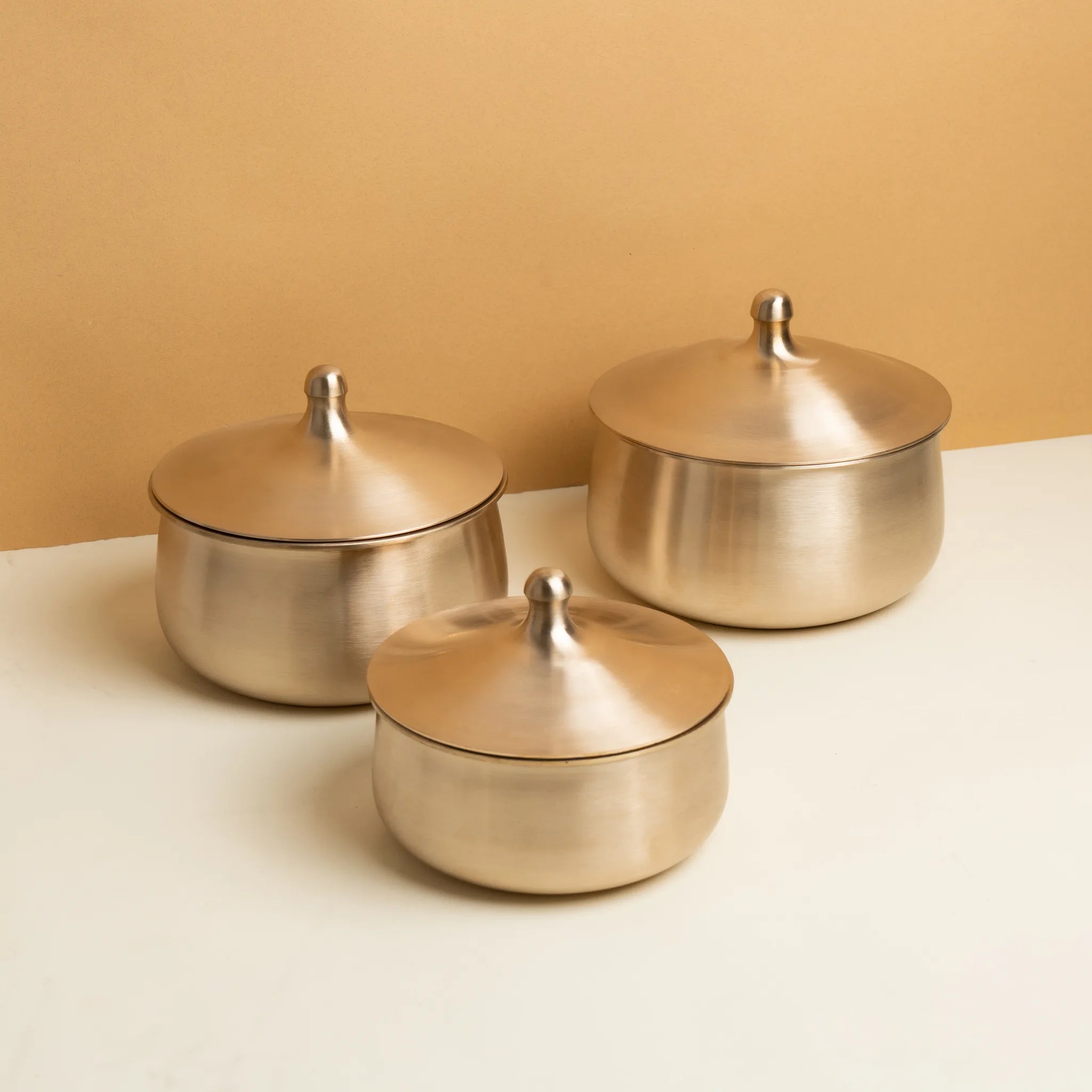 Kansa Serving Bowl — 3 Piece — Brushed